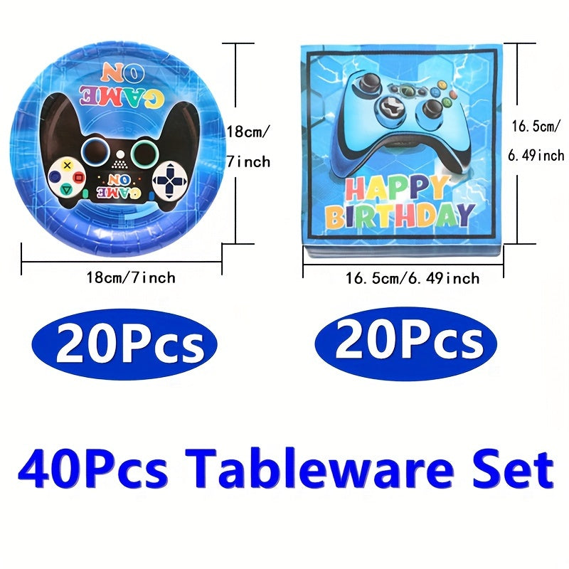 40pcs Video Game Birthday Party Tableware Set Gaming Happy Birthday Supplies
