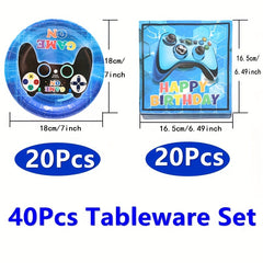 40pcs Video Game Birthday Party Tableware Set Gaming Happy Birthday Supplies