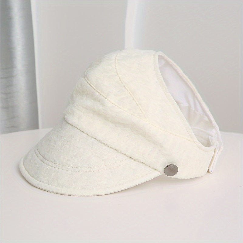 Backless Ponytail Sun Hat Lace Embossed UV Protection Travel Beach Hats