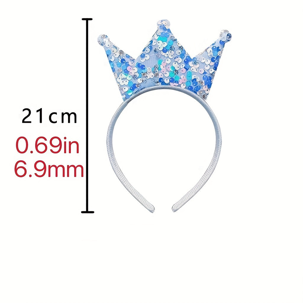 Princess Crown Headband Sparkling Sequined Glitter Hair Band for Kids