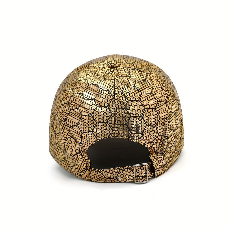 Honeycomb Patten Baseball Cap Golden Silvery Adjustable Dad Hats