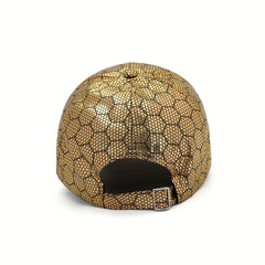 Honeycomb Patten Baseball Cap Golden Silvery Adjustable Dad Hats