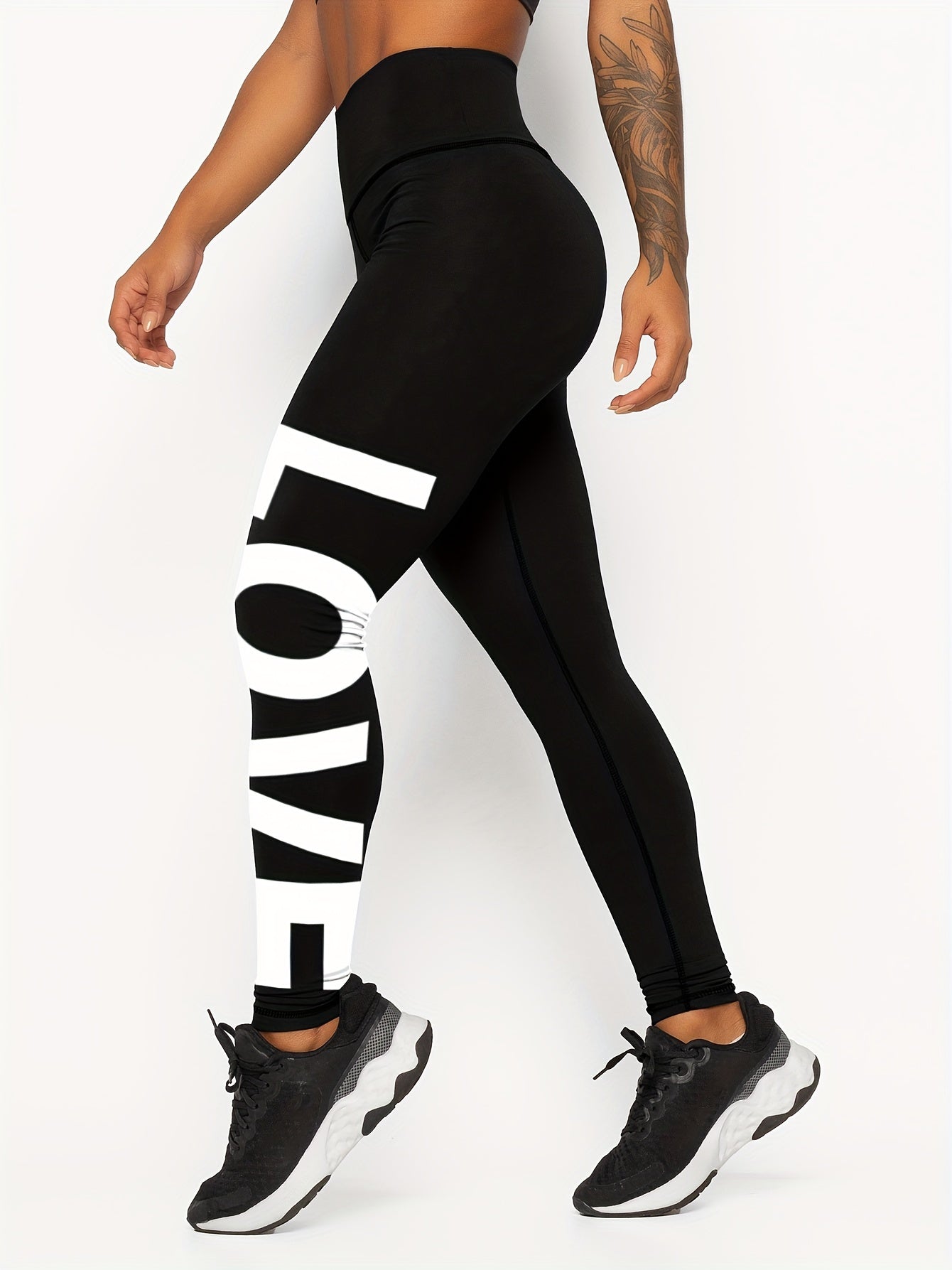 Letter Pattern Yoga Pants High Stretch Fitness Leggings