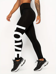 Letter Pattern Yoga Pants High Stretch Fitness Leggings