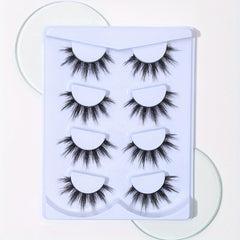 4 Pairs Thick Curly Manga Lashes Criss Cross Band Long False Eyelashes