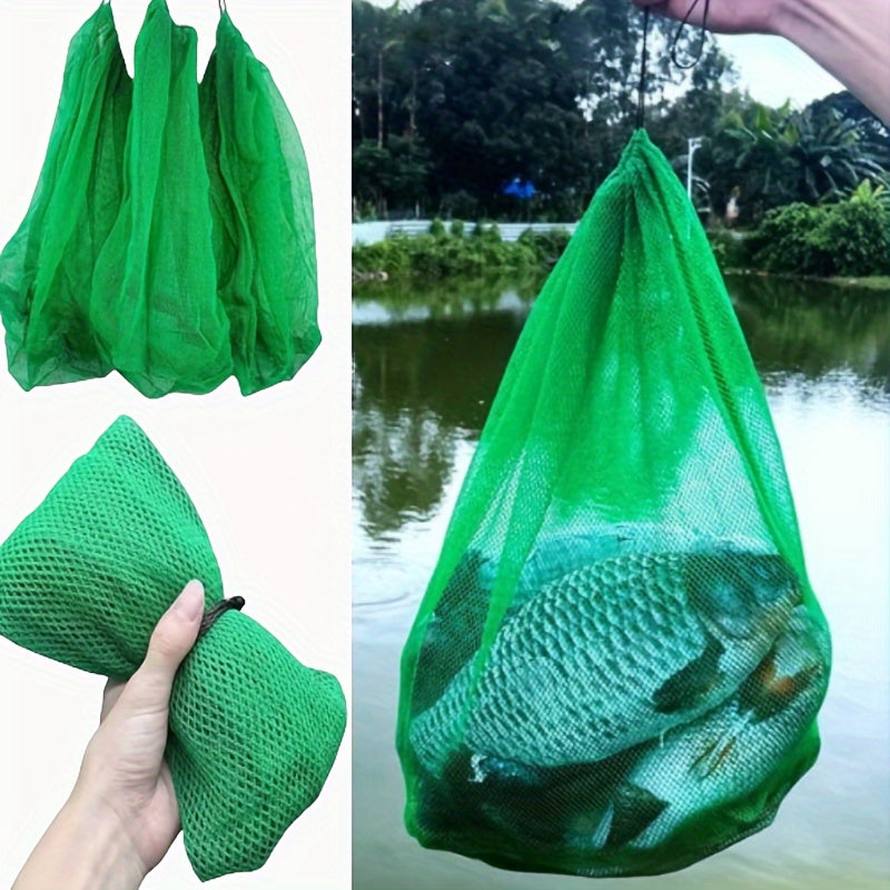 Fishing Mesh Bag Drawstring Storage Quick Dry Sea Fishing Net