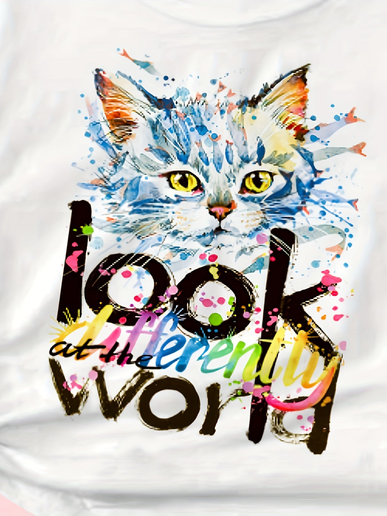 Cute Cat Graphic Tee for Girls