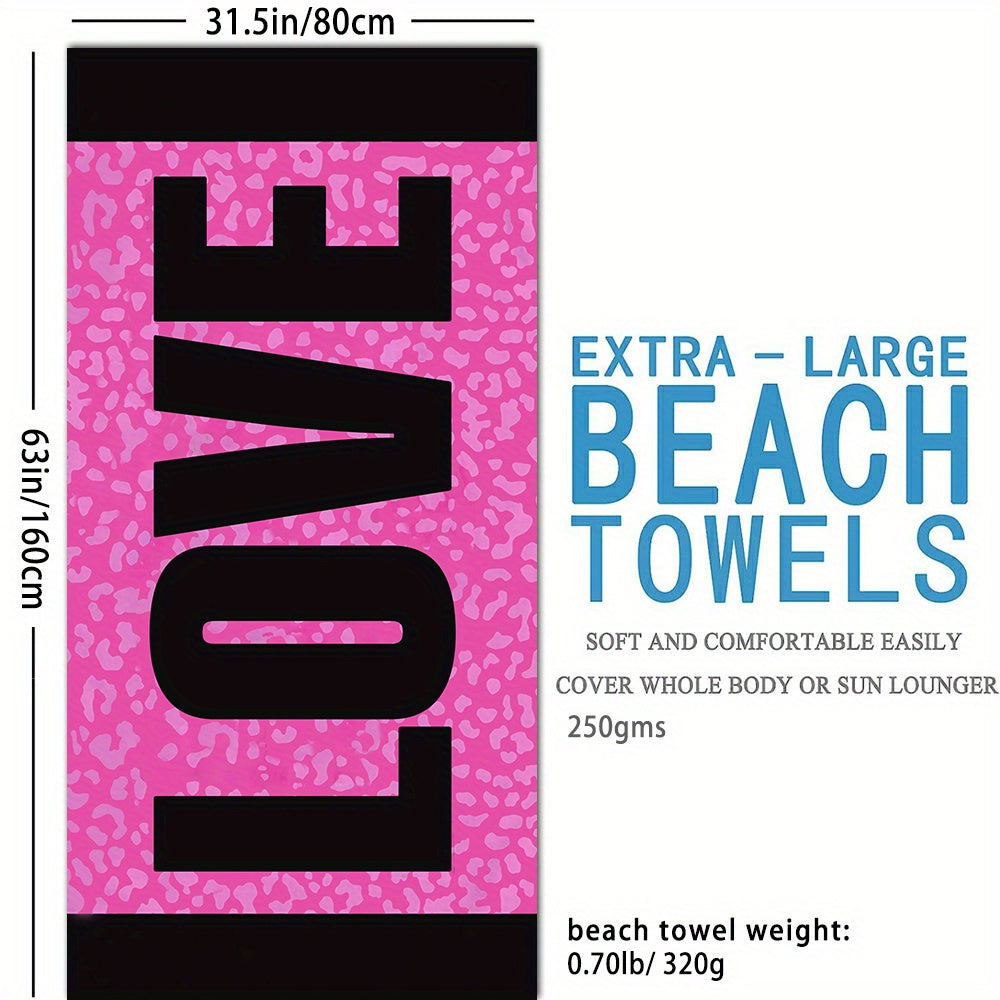 Red Leopard Print Beach Towel Quick Drying Soft Absorbent Beach Towel