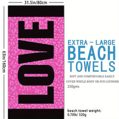 Red Leopard Print Beach Towel Quick Drying Soft Absorbent Beach Towel