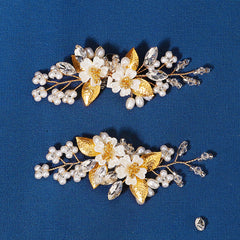 Crystal Faux Pearl Shoe Clips for Wedding Bride 1 Pair