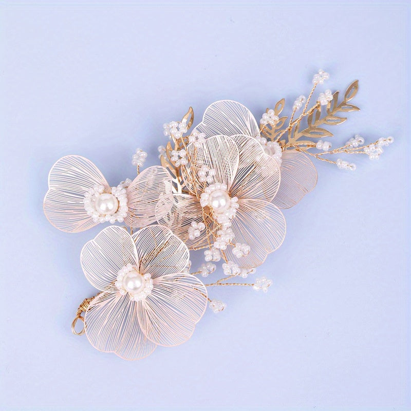 Golden Leaf Shape Head Piece Bridal Wedding Hair Accessories