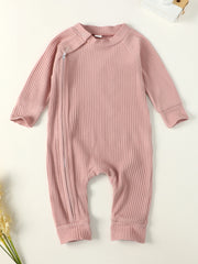 Baby Boy Cotton Ribbed Jumpsuit with Zipper Snaps