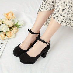 Women's Platform High Heels Ankle Strap Bow Dress Pumps