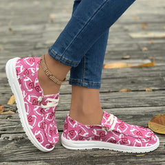 Women's Skateboard Shoes with Rugby Ball Heart Pattern