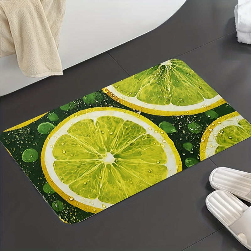 Flannel Kitchen Runner Rug Lemon Strip Carpet Non Slip Mat