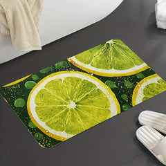 Flannel Kitchen Runner Rug Lemon Strip Carpet Non Slip Mat