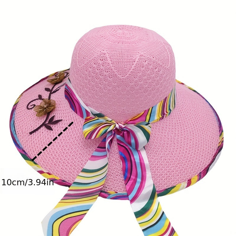 Breathable Sun Hat Ribbon Bowknot Decor Bucket Hat Women