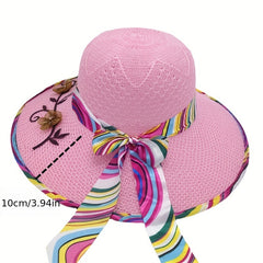 Breathable Sun Hat Ribbon Bowknot Decor Bucket Hat Women
