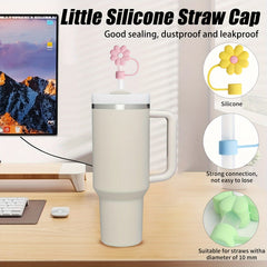 6pcs Flowers Shaped Straw Tip Covers Silicone Soft Straw Plugs For 10mm Straws