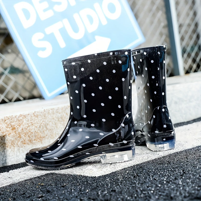 Women's Waterproof Medium Tube Rubber Rain Boots