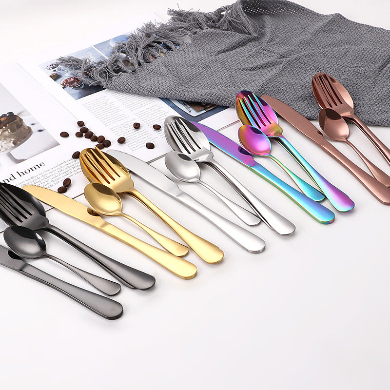 24pcs Steak Cutlery Set 1010 Stainless Steel Fork Spoon