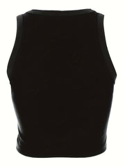 Funny Sun & Moon Graphic Crop Tank Top