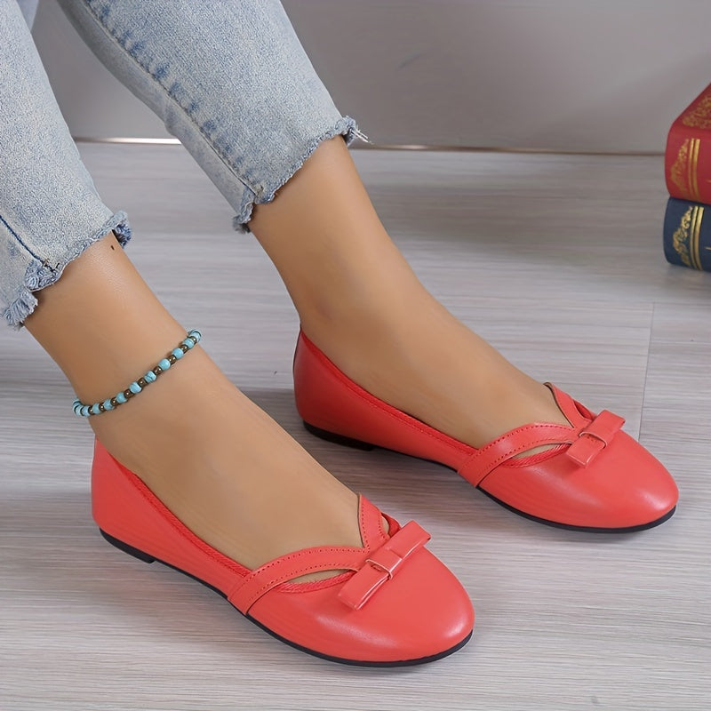 Women's Bowknot Decor Slip On Flats Lightweight Shoes