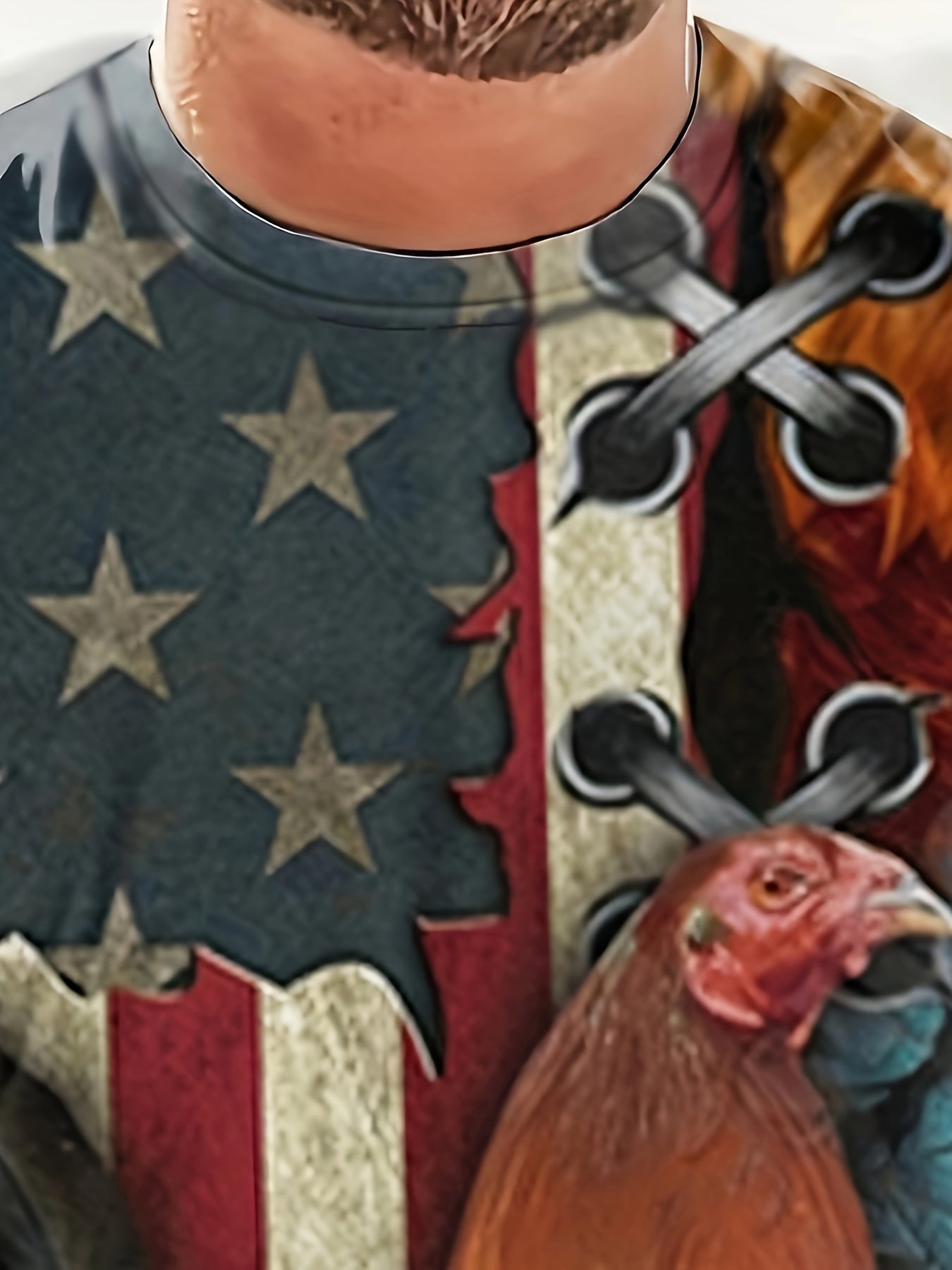 Patriotic Rooster Graphic Tee 3D Print Active Novelty Shirt