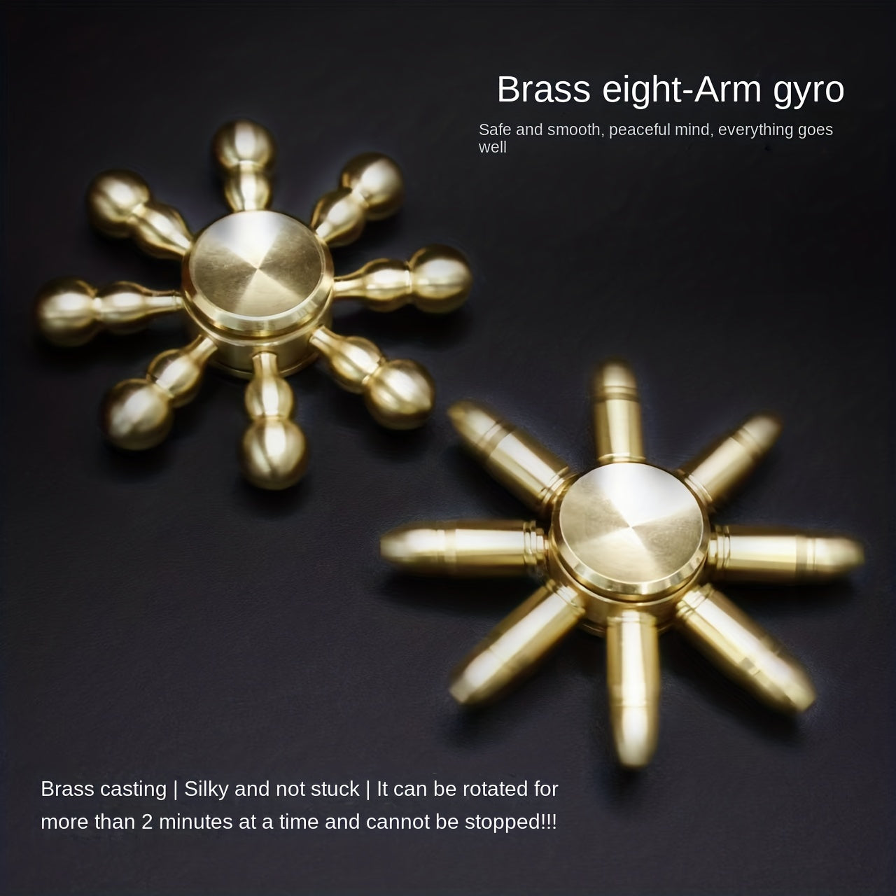 Brass Fingertip Gyroscope Handle Piece 8 arm Bullet Solid Gourd Detachable