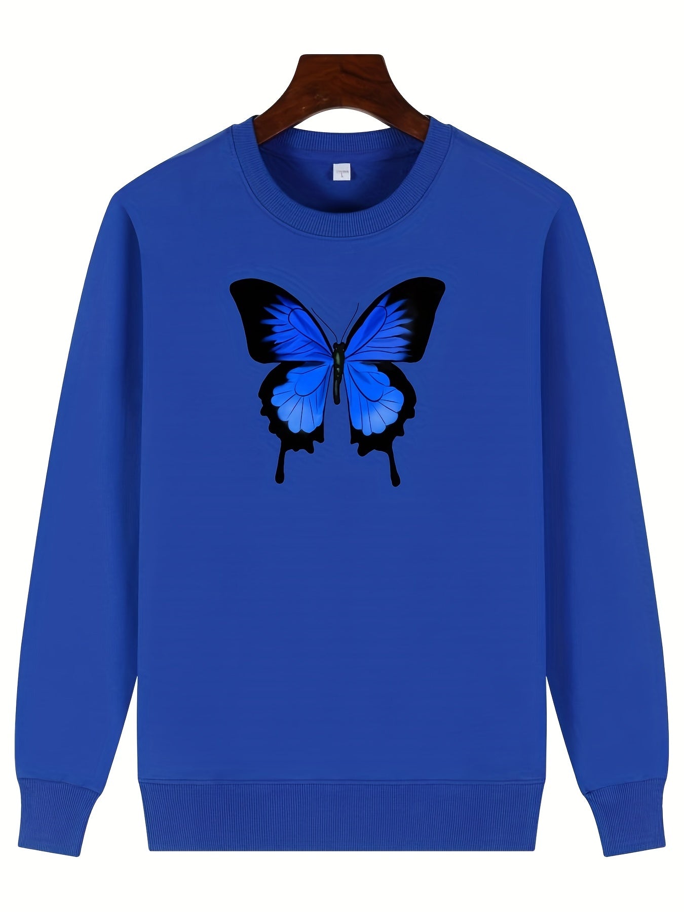 Girls Butterfly Graphic Crew Neck Sweatshirt Top Long Sleeve Pullover