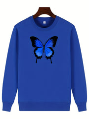Girls Butterfly Graphic Crew Neck Sweatshirt Top Long Sleeve Pullover