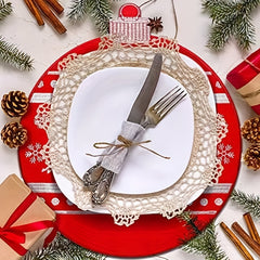 1pc Round Placemat Christmas Red Ball Reindeer