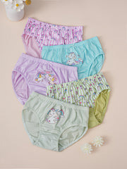 Girls Cartoon Unicorn And Rainbow Shortie Briefs Set