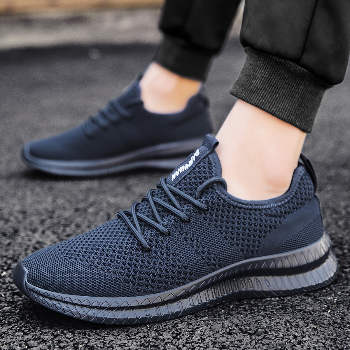 Men's Knit Non Slip Lace Up Casual Shoes Breathable Anti Odor Sneakers