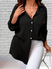 Button Up Roll Up Sleeve Blouse