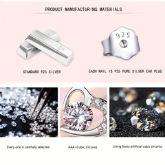 4 Pairs Heart Stud Earrings For Kids CZ Decor Small Jewelry Birthday