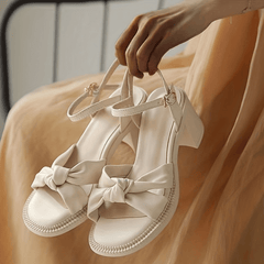 Women's Kitten Heel Sandals Open Toe Bowknot Summer Sandals