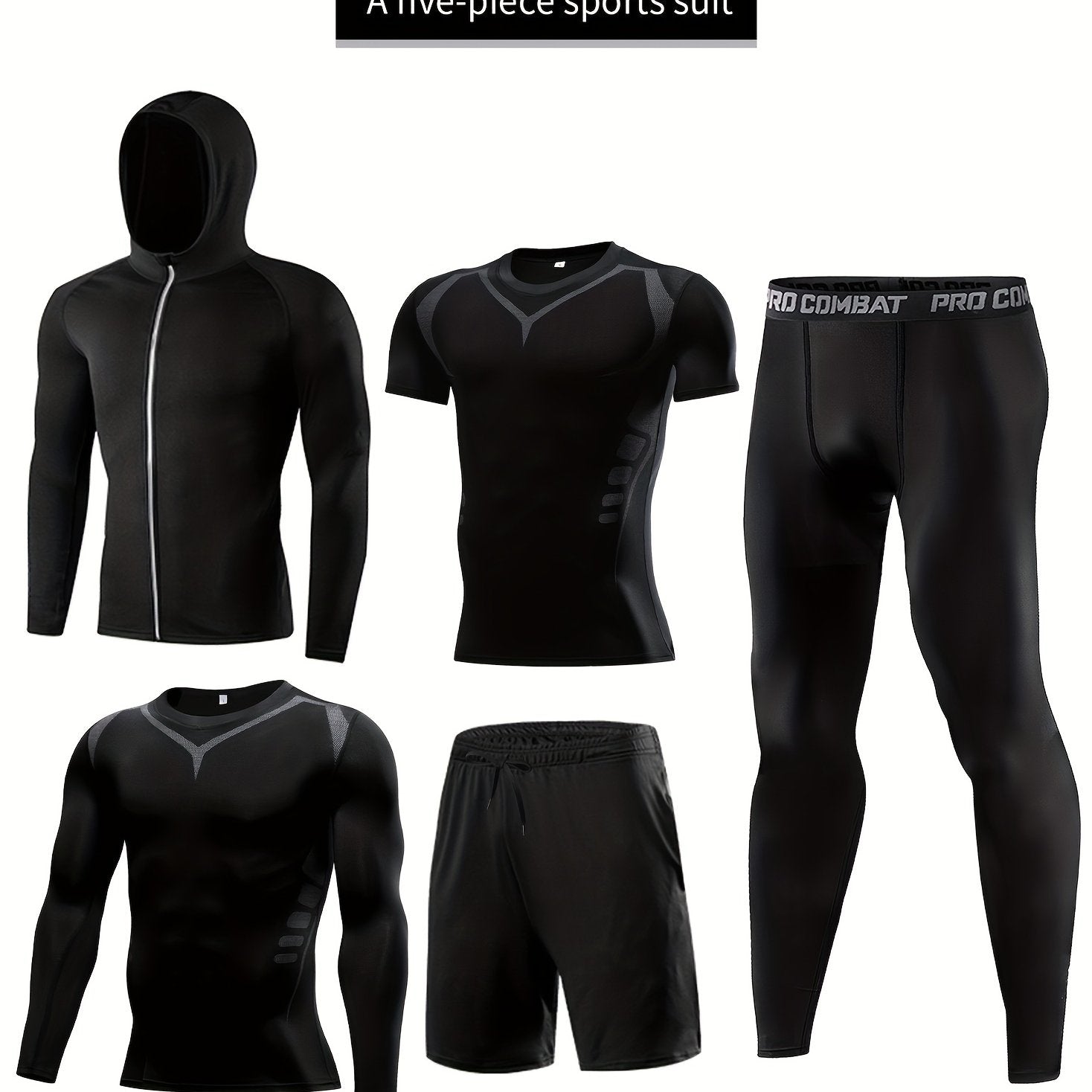 Men's Compression Suit Long Pants Long Sleeved Shirt Sports Shorts