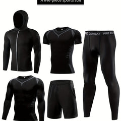Men's Compression Suit Long Pants Long Sleeved Shirt Sports Shorts