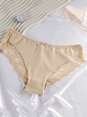 6pcs Lace Briefs Scallop Trim Bow Tie Panties Women's Lingerie