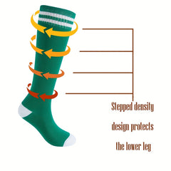 4 Pairs Boys Striped Knee High Socks, Cotton, Breathable, Comfortable
