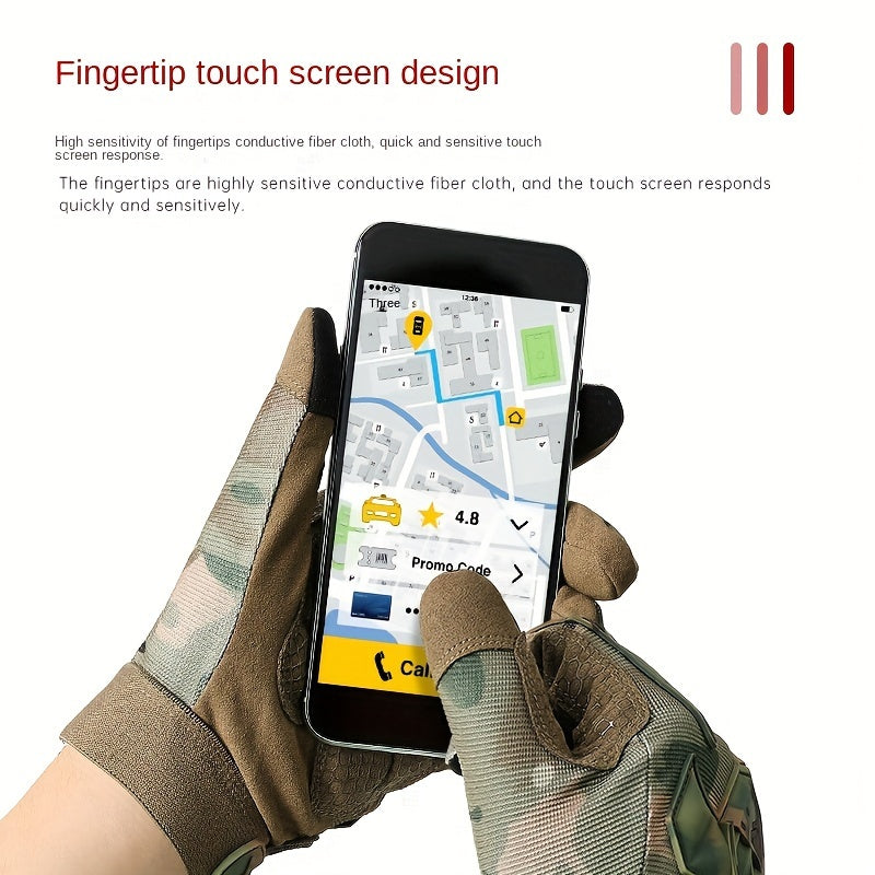 Retro Camo Touch Screen Full Finger Gloves