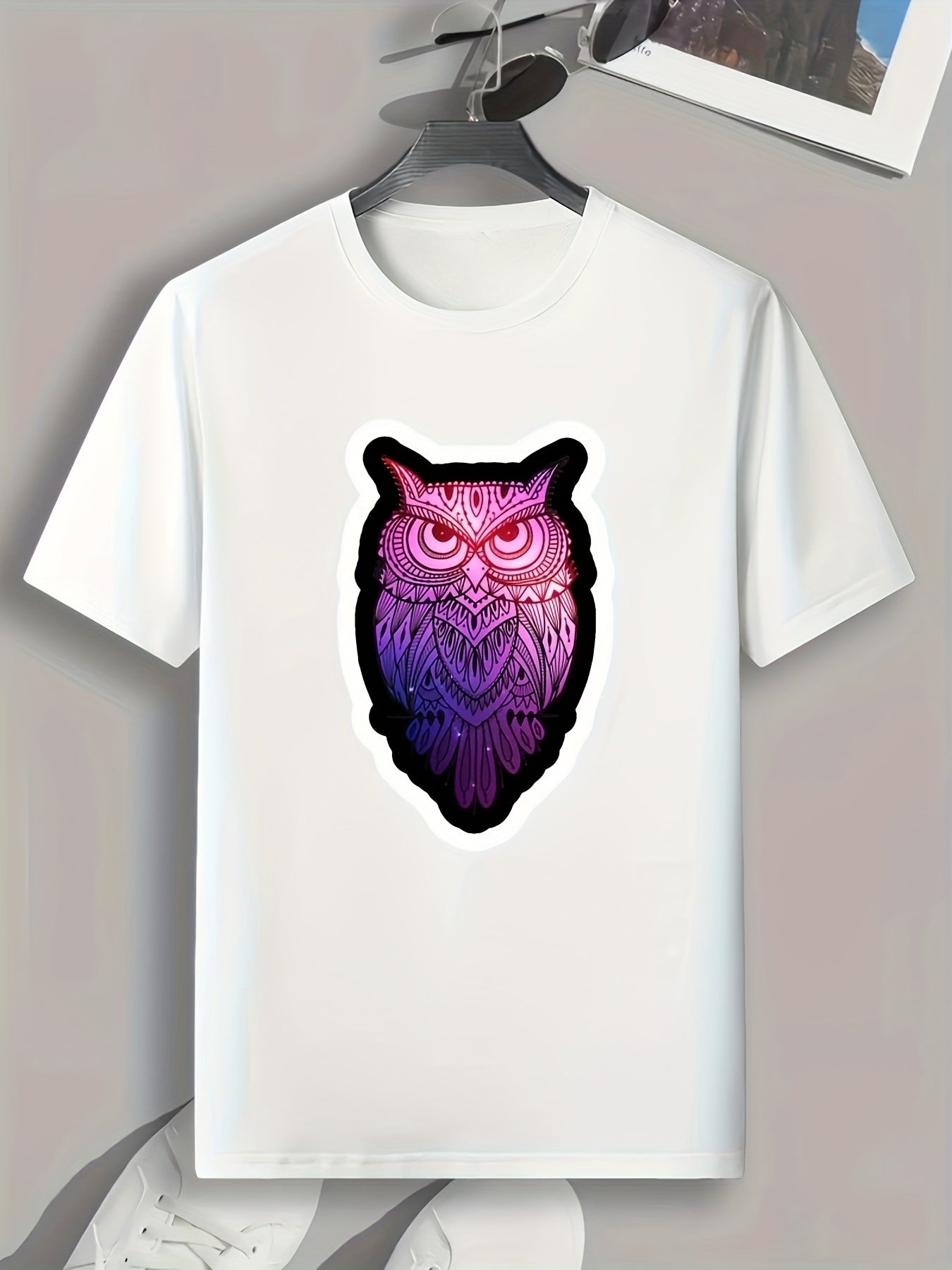 Owl Print Men's Graphic T-shirt for Summer