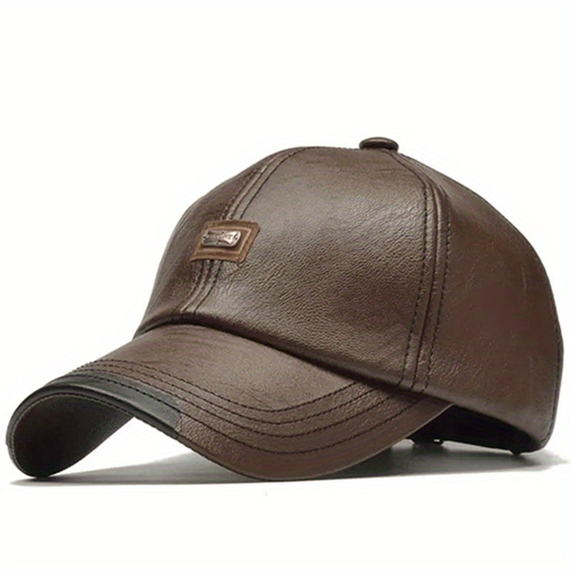 Adjustable PU Leather Baseball Cap Unisex Solid Dad Hat