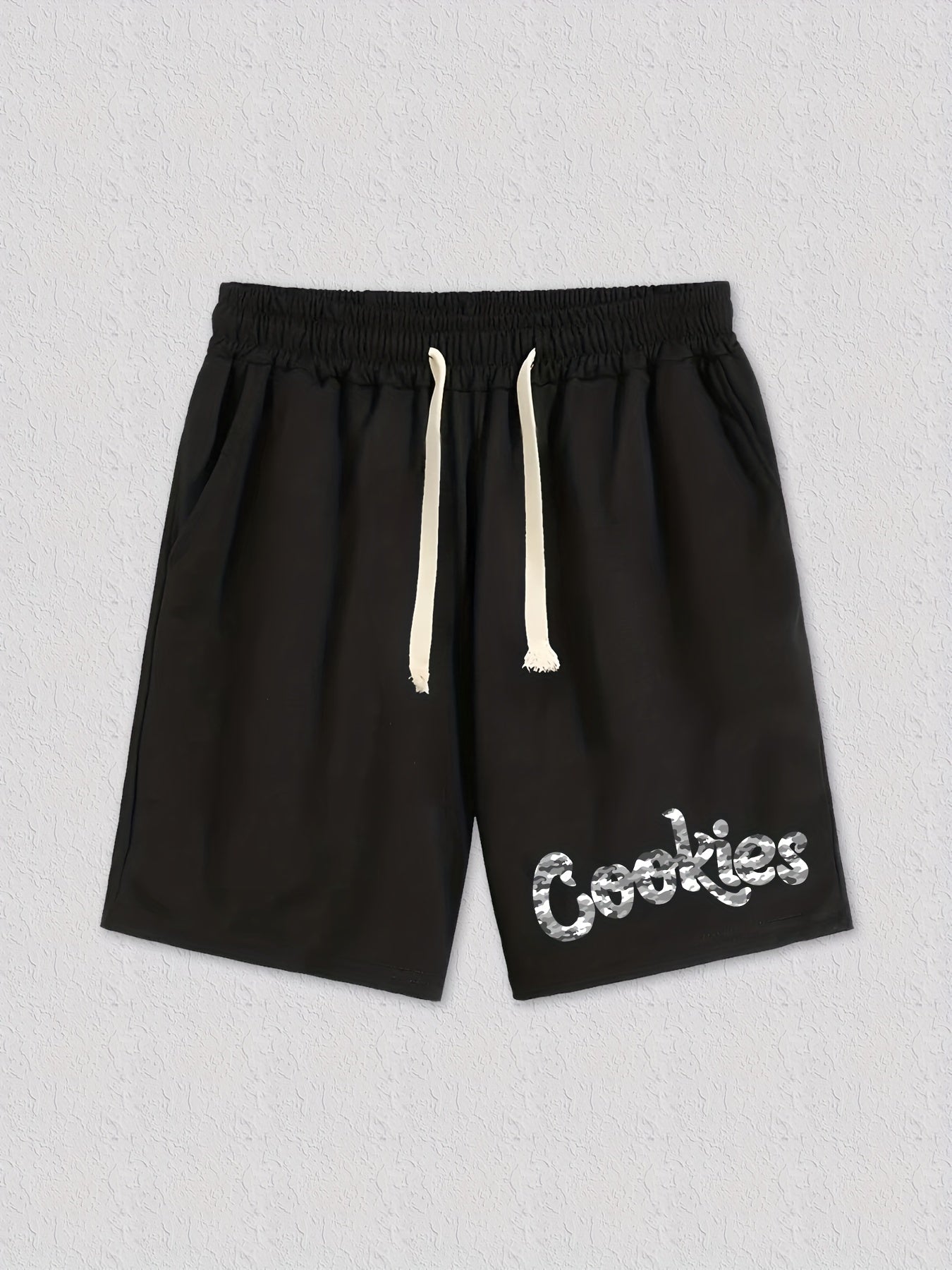 Cookies Letter Print Casual Drawstring Shorts Men's Summer Clothes