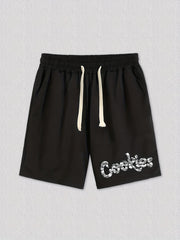 Cookies Letter Print Casual Drawstring Shorts Men's Summer Clothes