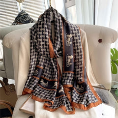 Large Size Warm Silk Scarf Shawl Anti Slip Head Wrap