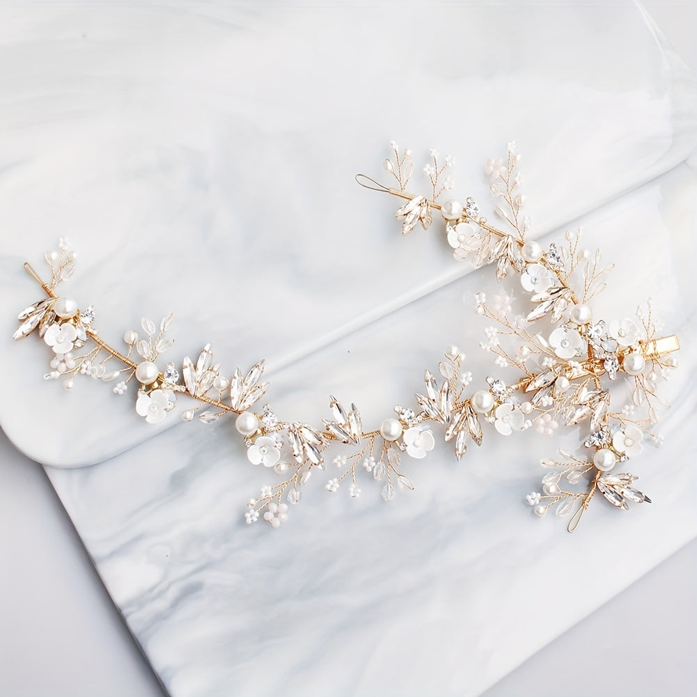Faux Pearl Rhinestone Hairpin Side Clip