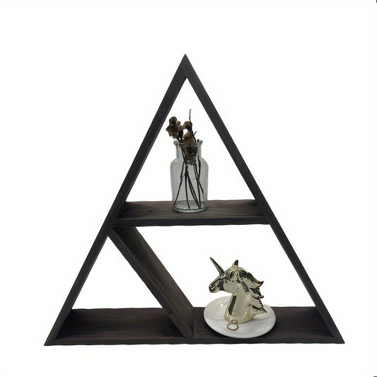 2pcs Triangle Storage Rack Dark Brown Wood Wall mounted Storage R