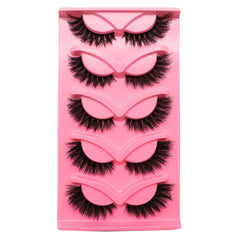 5 Pairs Thick 18mm Fluffy False Eyelashes Cat Eye Lashes
